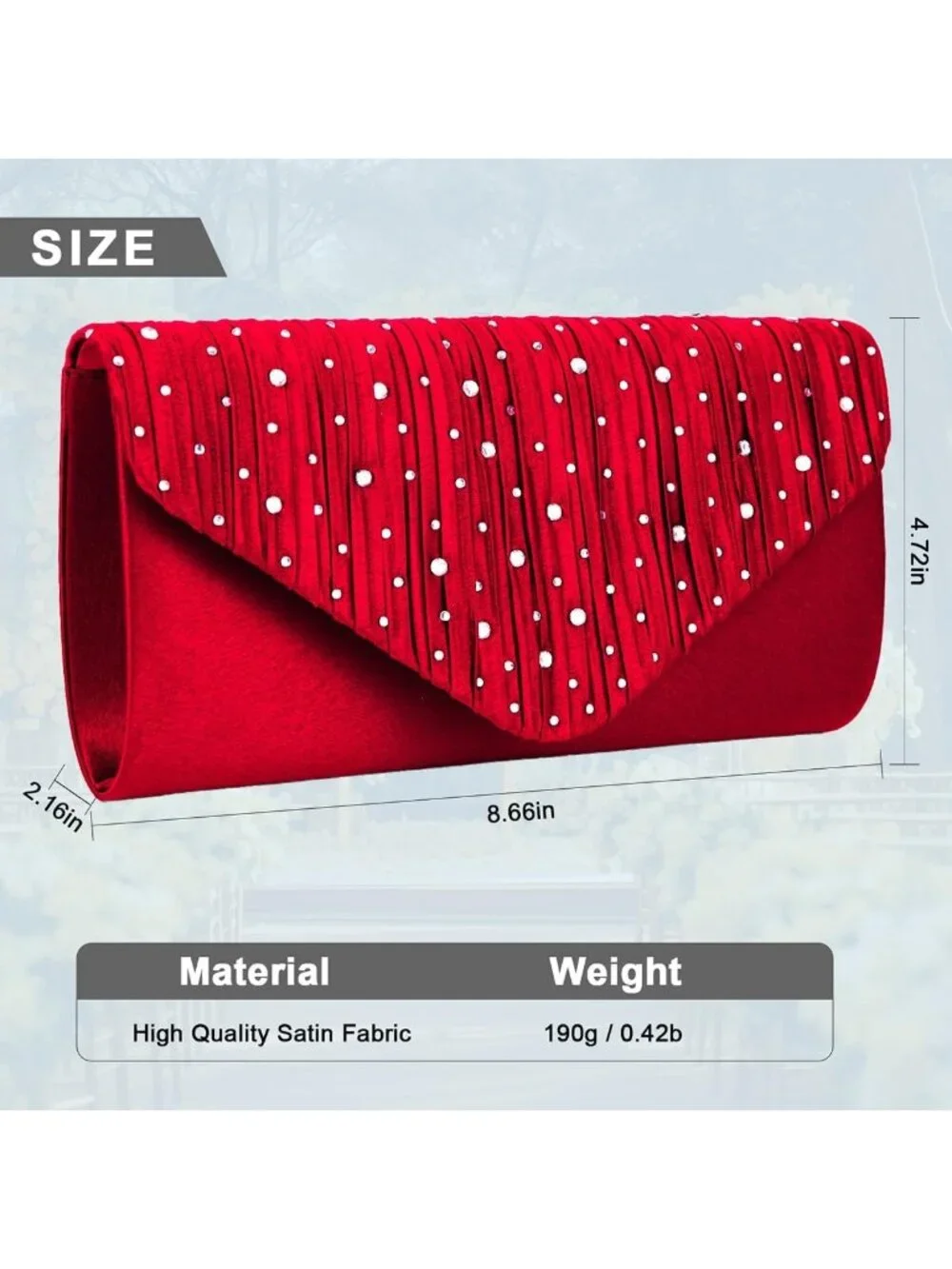 Women's Burgundy Red Rhinestone Clutch Purse For Evening Bag Wedding Handbags